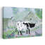 Bernice à la grange, art moderne de paysage de vache rustique abstrait-214400853