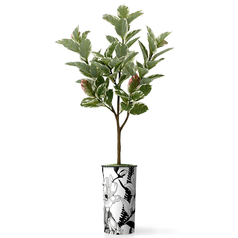 Arbre artificiel en fleur noire et blanche, Fleur noire
