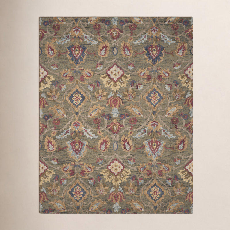 Tansy Wool Floral Indoor Rug, Rectangle 9' x 12'