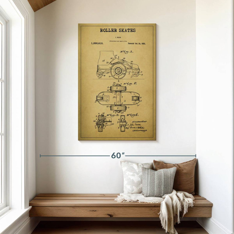 Roller Skates Patent, 45" H x 30" W