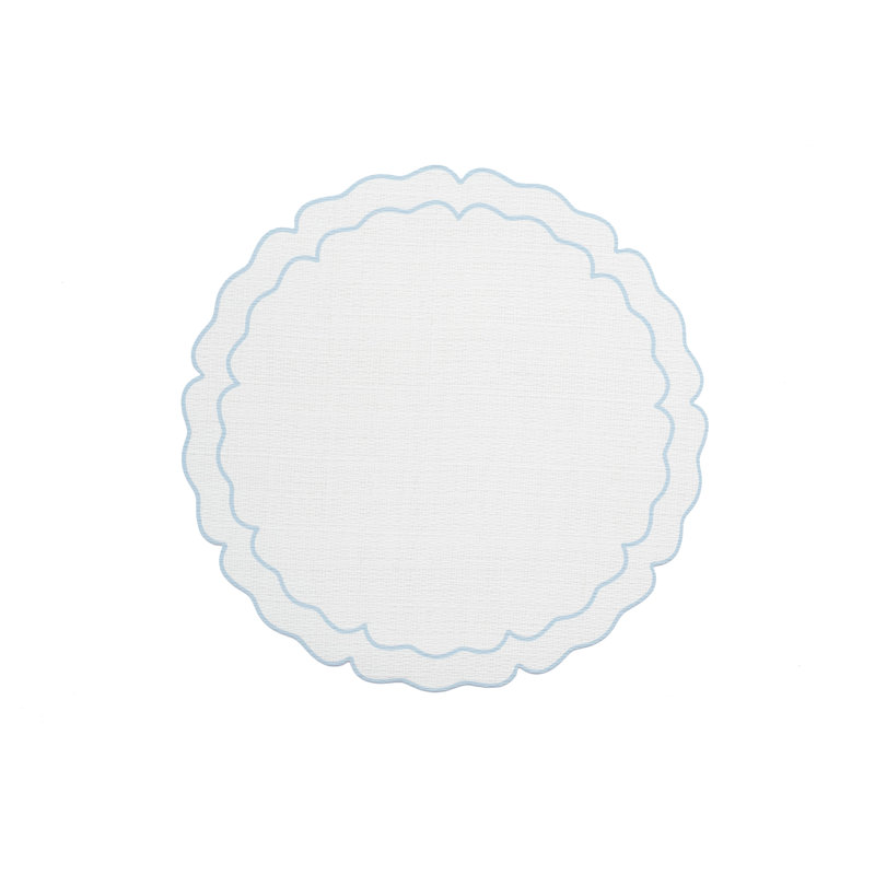 Vinilo Placemat: Scalloped Round Placemat, Light Blue