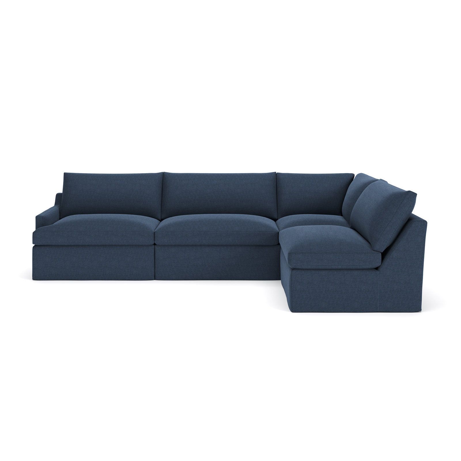 Wrenley 4-Piece Modular Sectional, Drusky Navy Sustain® Basketweave, Right Hand Facing