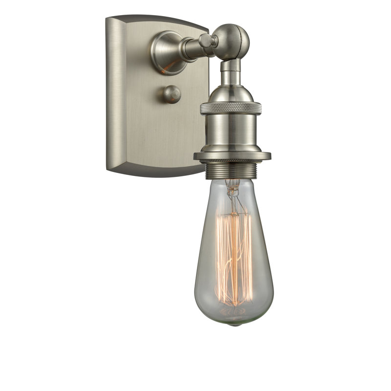 Rithland Armed Sconce, 6 Watt Vinage LED Bulb, Brushed Satin Nickel
