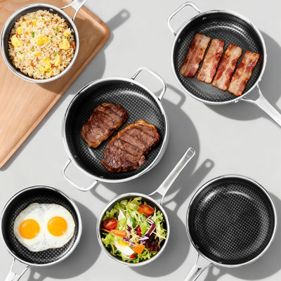Ensemble de 11 casseroles antiadhésives en acier inoxydable avec casseroles et couvercles