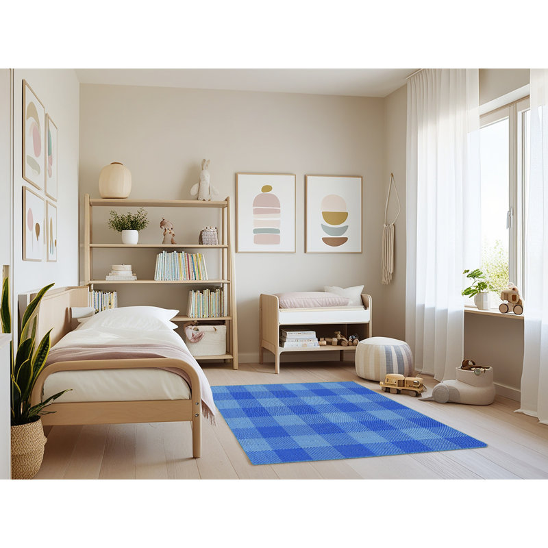 Tapis de zone bleue à motifs, Rectangle 4 pi x 6 pi