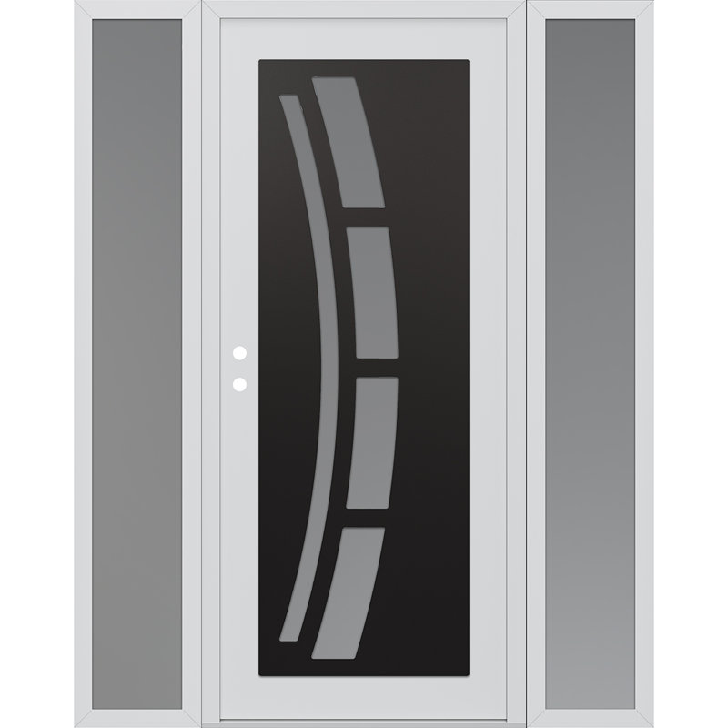 C12 60 po à droite X 80 po Panneau en acier noir et blanc et verre givré blanc avec 2 portes d'entrée en verre givré, Gelé