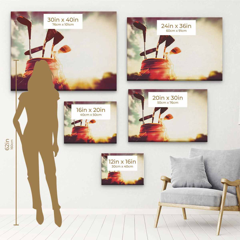 Photographie de golf beige sur toile, H 12 po x l 16 po, Cadre noir