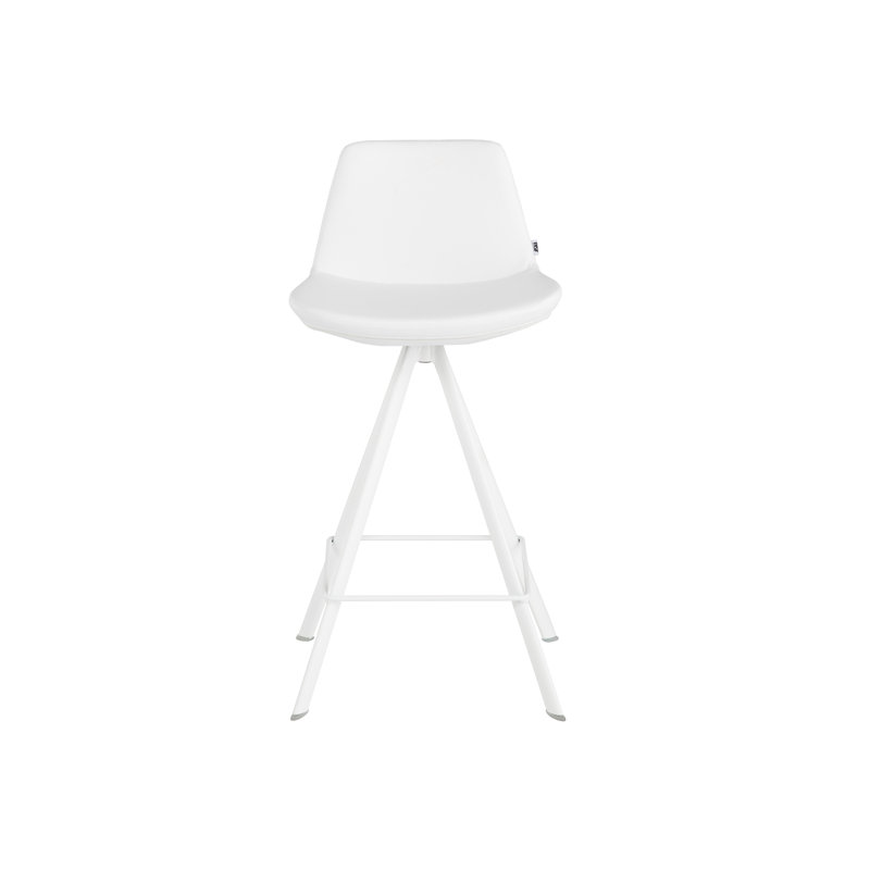 Swivel Upholstered Counter Stool with Metal Frame, Counter Stool (24" Seat Height), White, White