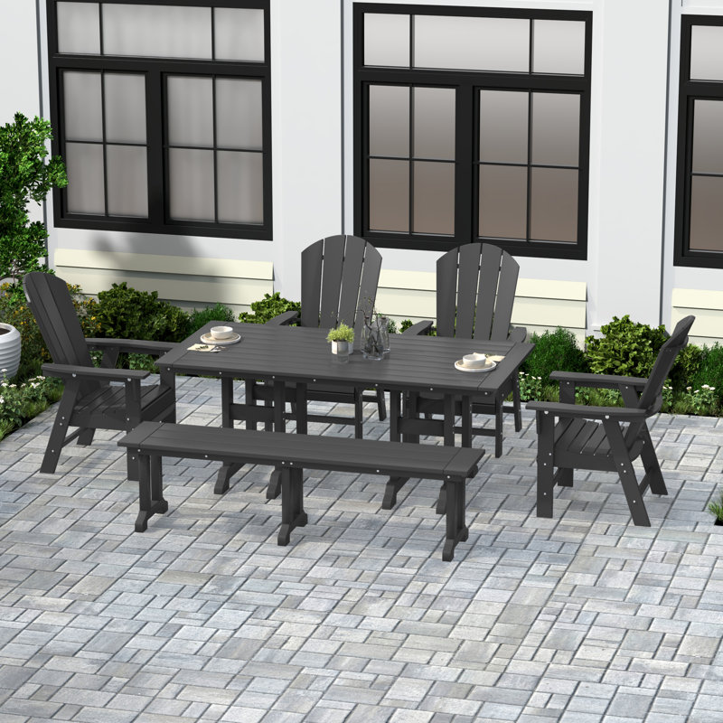 Laguna 6 - Person Patio Dining Set with Rectangular Table, Gray