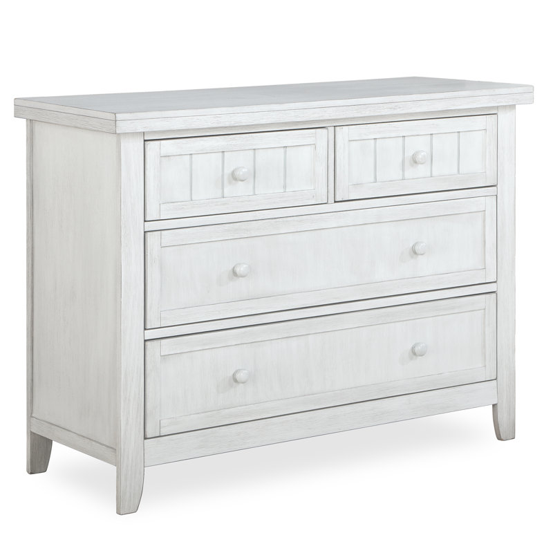 Commode 4 tiroirs , Blanc patiné