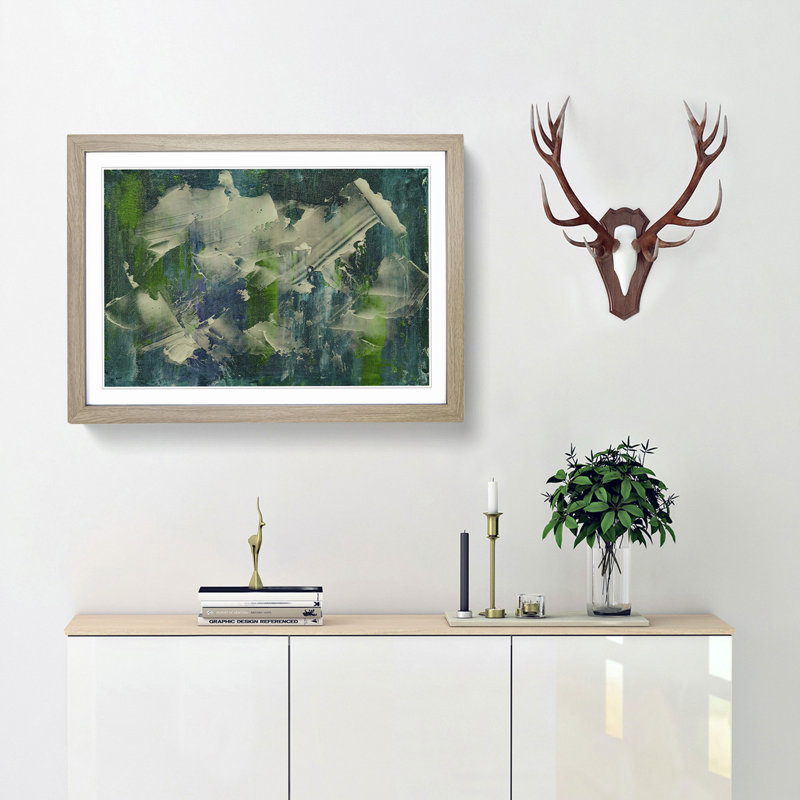 Abstract Art Painting Vol.162 by S.Johnson - Picture Frame Painting Print, 48cm H x 65cm W x 2cm D, Oak Framed
