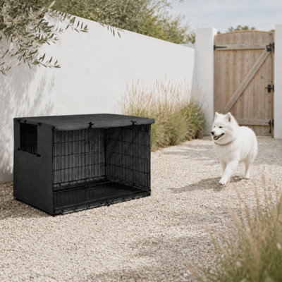 Outdoor Oxford Fabric Dog Crate Cover with Roll-Up Door and Ventilation Window