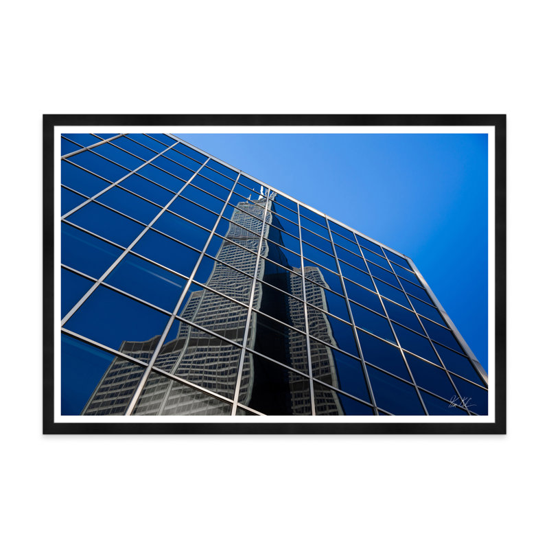 " Sears Tower Reflection " by Tim Klein, 35.5" H x 54.75" W x 1.5" D, Black Framed