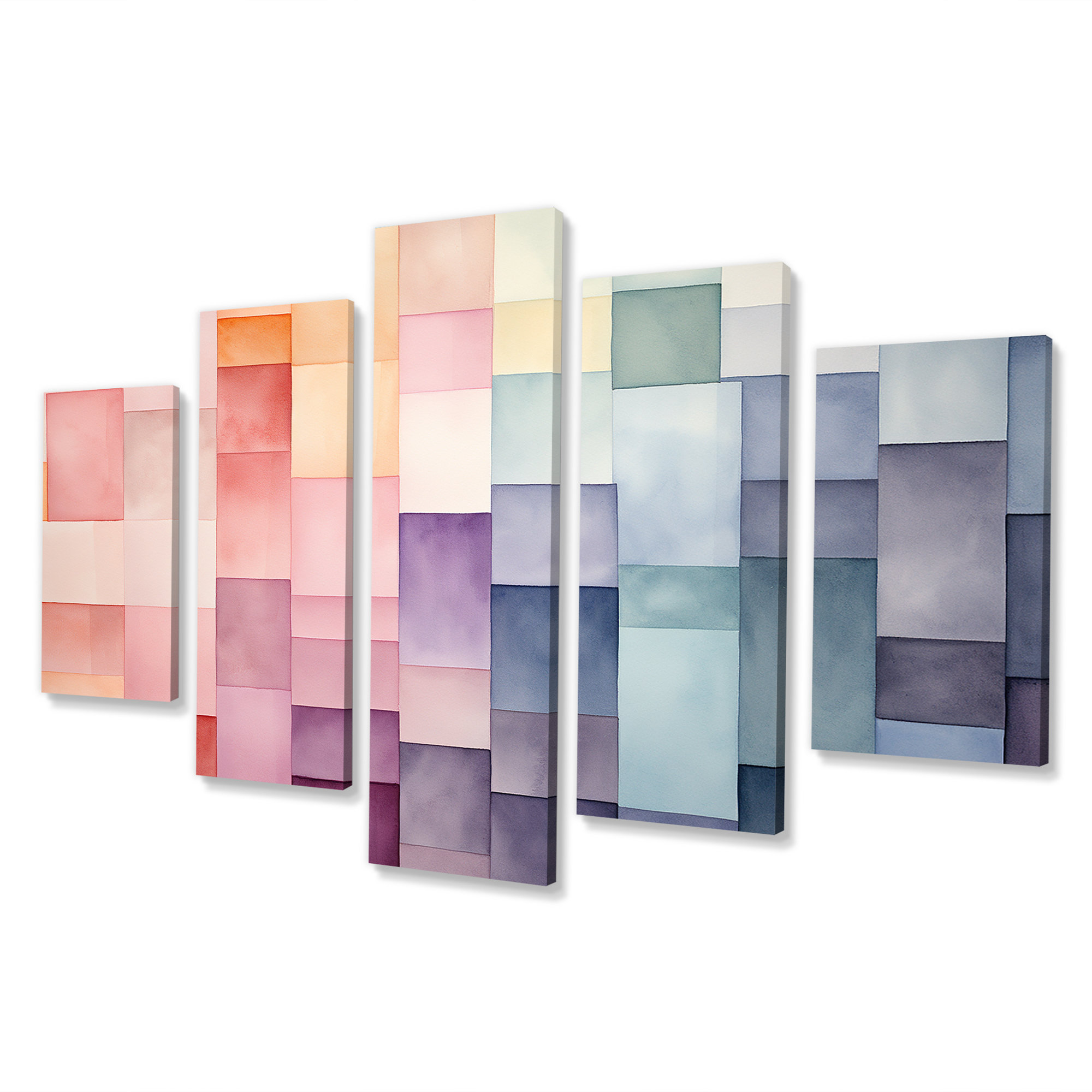 Ivy Bronx Multicolor Cubes Patterns III - Abstract Geometric Multipanel ...