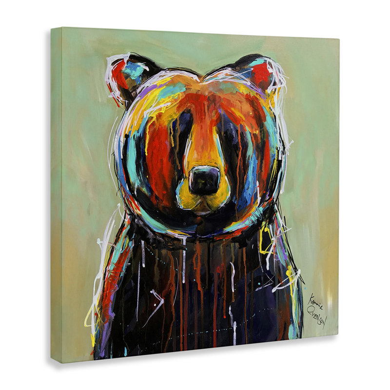 «Abstract Colorful Painted Black Bear», impression, H 36 po x l 36 po
