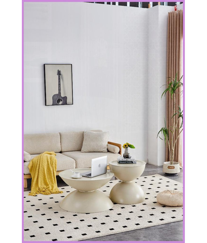 Ensemble de 2 tables basses peu encombrantes avec lit pour chat, base en acier robuste pour le salon