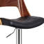 Tabouret de bar de style rétro, à hauteur réglable, à dossier réglable, pivotant à 360 degrés, de style moderne, noir, tabouret pivotant en métal américain avec une hauteur de 24 à 32,3 po, look rétro, support