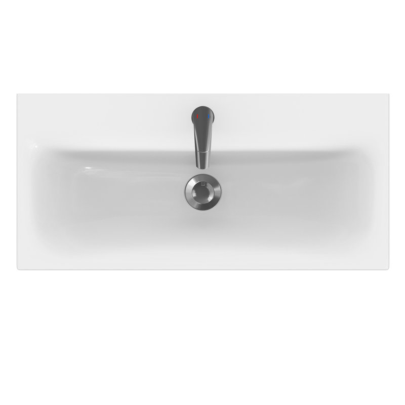 Cersanit Moduo White Ceramic Rectangular Sink with Overflow, 17cm H x 80cm W x 38cm D