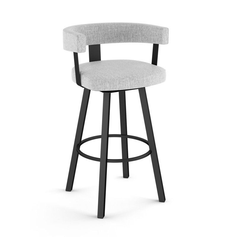 Tabouret de bar et de comptoir pivotant Siya, Noir texturé, Tabouret de comptoir (assise de 26 po de hauteur)