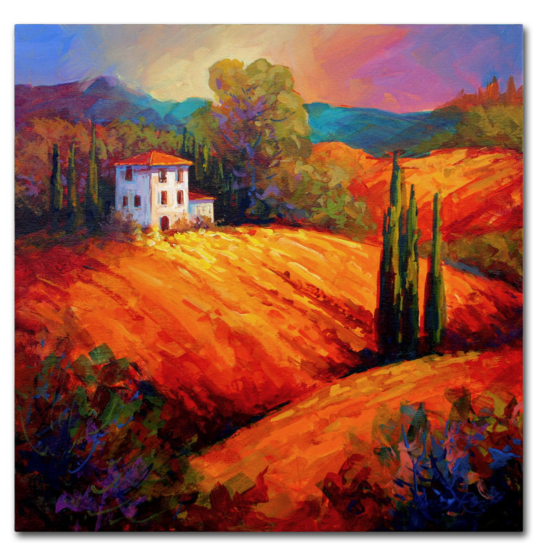 «Tuscan Villa Evening» par Kucera, reproduction d'art sur toile tendue, H 14 po x l 14 po