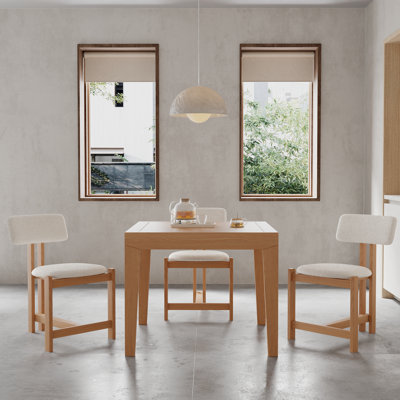 Rectangle Extendable Dining Table for 4-6 Person, Modern Kitchen Small Space Tables with Solid Wood Legs, Natural Oak