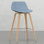 2 tabourets de bar - style rétro, revêtement bleu, bois et combinaison de comptoir à hauteur d'influence 2, rembourrage en mousse, pieds avec repose-pieds