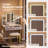 Makeup Vanity Set with Mirror and Lights,Vanity Desk with Drawers, Power Outlet & Cushioned Stool for Bedroom，Vanity Table Metal Leg & Adjustable Feet-812169497