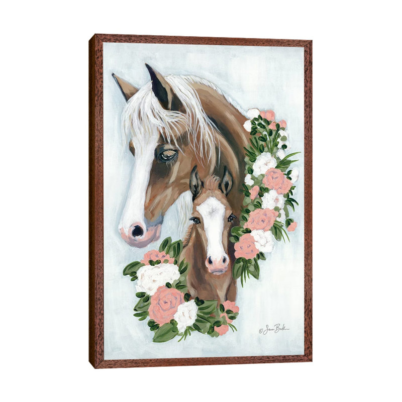 Floral Ponies by Sara Baker - Gallery-Wrapped Canvas Giclée on Canvas, Classic Wood Framed, 66.04 cm H x 45.72 cm W