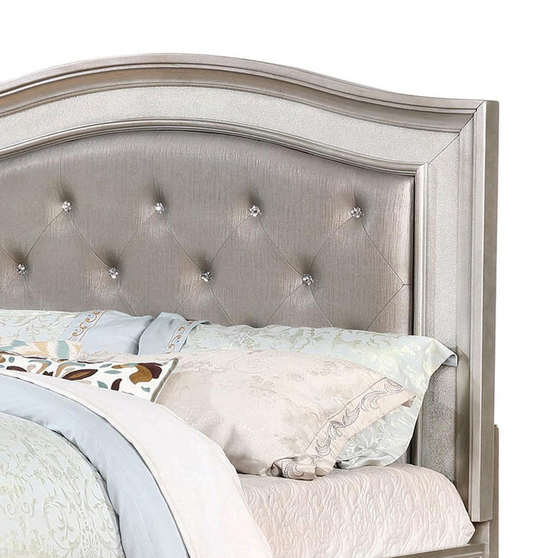 Eastern King Storage Panel Bed Metallic Platinum