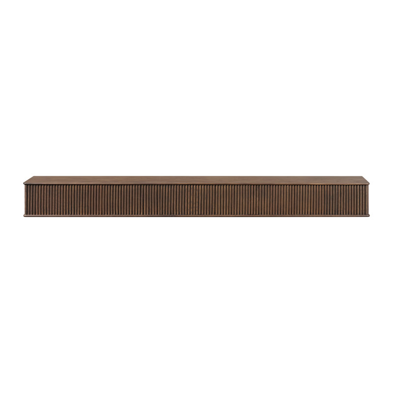 Modern Ember Monti Fireplace Wood Mantel Shelf with Fluted “Reed” Details in Whitewash, 72", Umber
