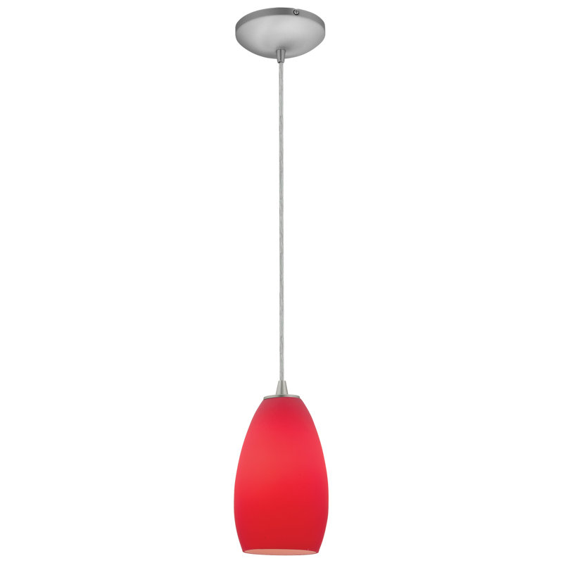 Carballo 1 - Light Single Pendant, Brushed Steel, Red