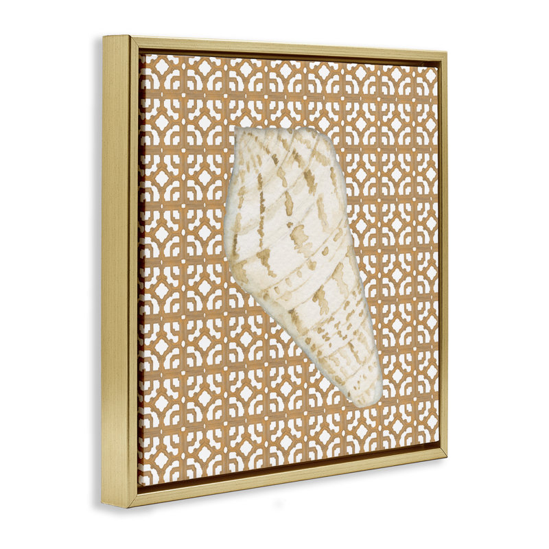 Cadre flottant Coastal Tile and Shell, design par Lee Ann Sanders, H 25 po x l 25 po, Cadre flottant métallique doré
