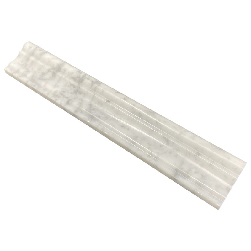 Carrara 12" x 2" Polished Marble Chair Rail Tile Trim in White