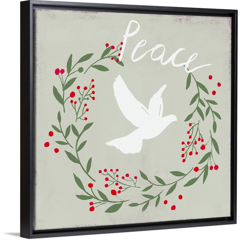 Peace Dove-impression d’art textuel sur toile, Cadre noir, 38" H x 38" W x 1.75" D