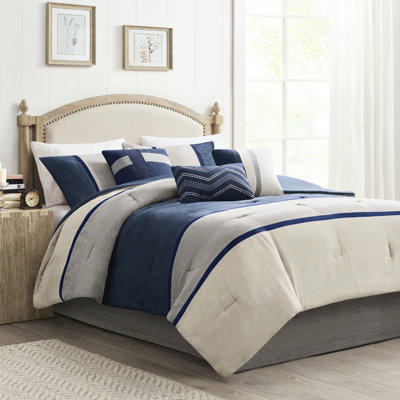 Édredon bleu très grand - 7 pièces en faux suède, intérieur en suède confortable, option confort