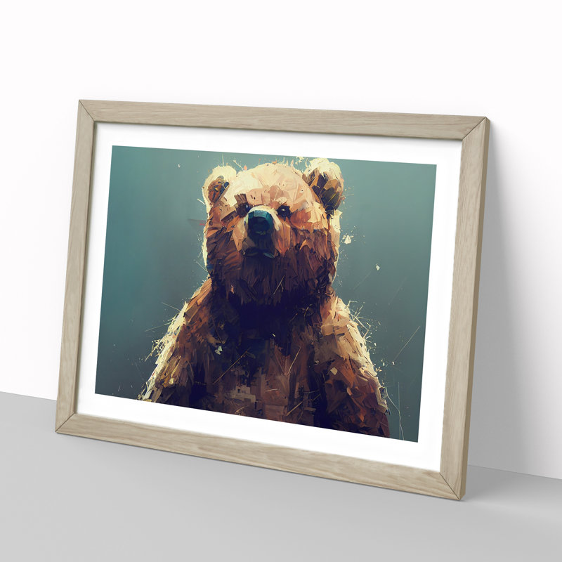 Teddy Bear Vol.3 Abstract - Single Picture Frame Print, 46cm H x 64cm W x 2cm D, Light Brown