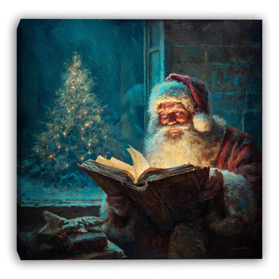 «Santa by the Tree», art mural sur toile tendue
