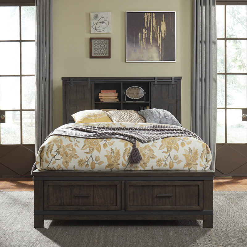 Lexee King Bookcase Bed & Two Nightstands Bedroom Set, King