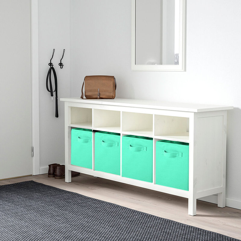 Ensemble de 2 bacs de rangement en tissu pliables, Menthe