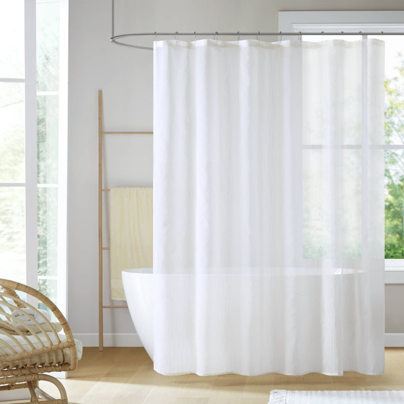 Anna Sheer Shower Curtain, White, 72"H x 72"W