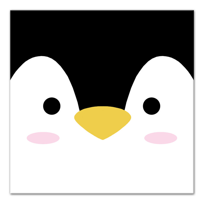Art sur amis pingouin face Marko, H 16 po x l 16 po x P 1,25 po, Toile tendue