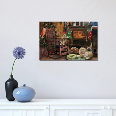 Fireside Kitties - Wrapped Canvas Print