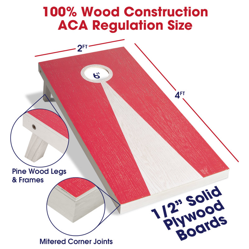 Regulation Size Red and Blue Wooden Cornhole Set with Bean Bags