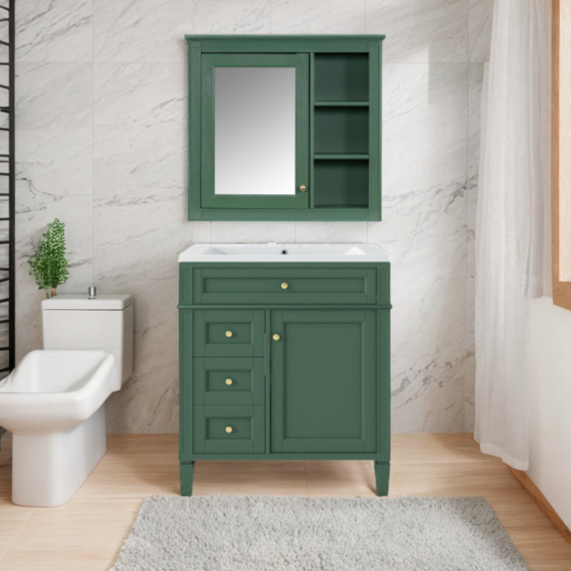 Ensemble de meuble-lavabo simple avec plateau Desmir, Vert