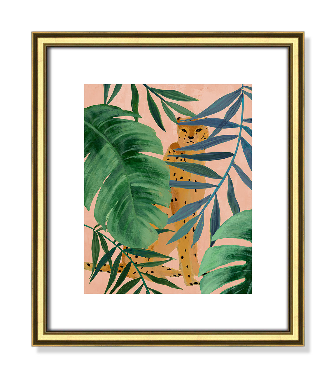 Allie "Silent Jungle" Painting by Isabelle Z, 15" H x 13" W x 0.88" D, Gold Framed Paper