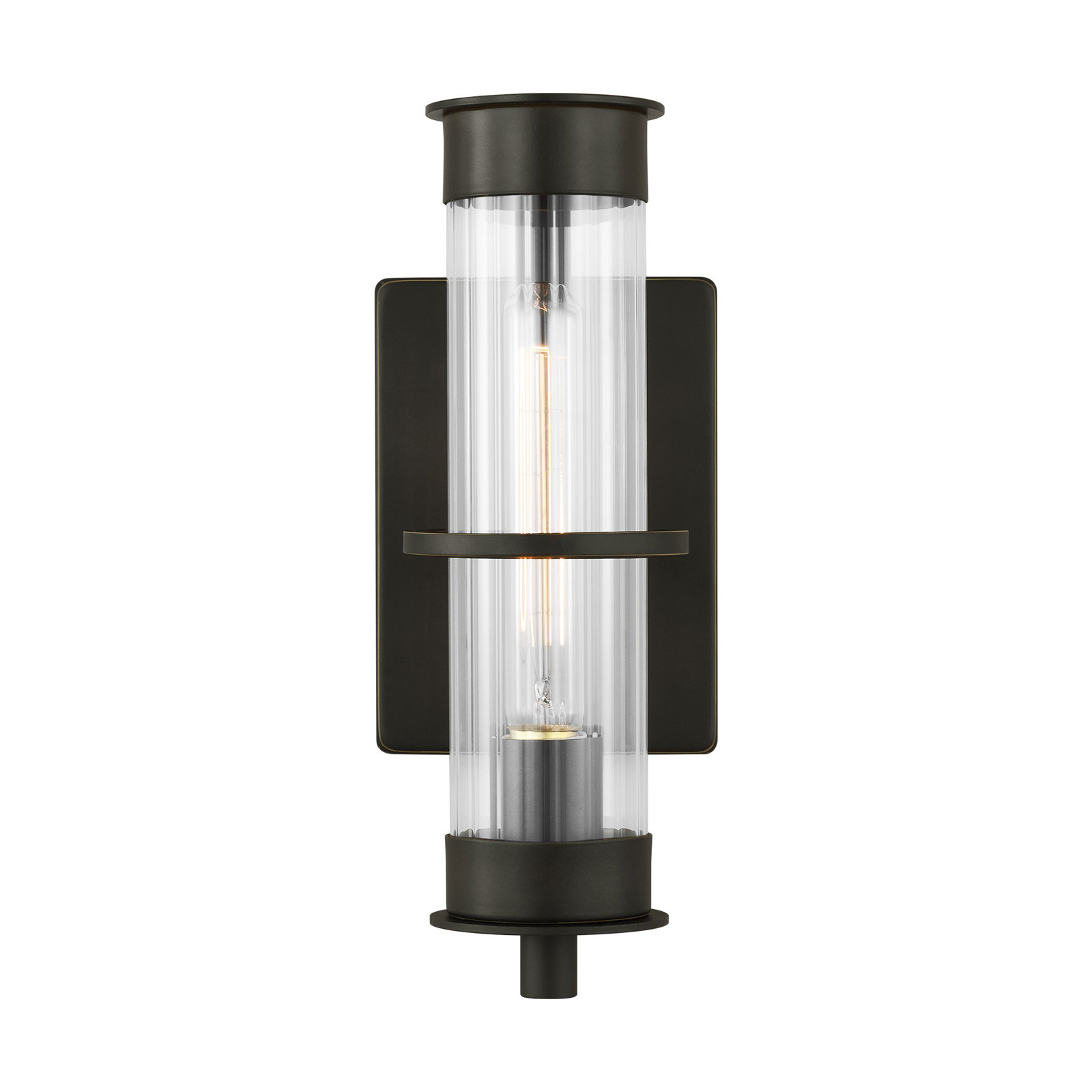 Blesse Single Light Cylinder Outdoor Aluminum Wall Light, 12.5" H x 5" W x 5" D, Antique Bronze