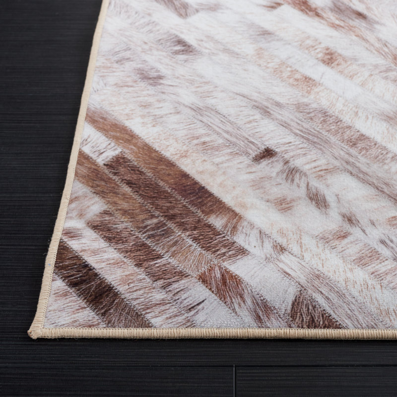 Faux Hide Duluth Machine Washable Area Rug In Beige, Rectangle 152 x 244 cm