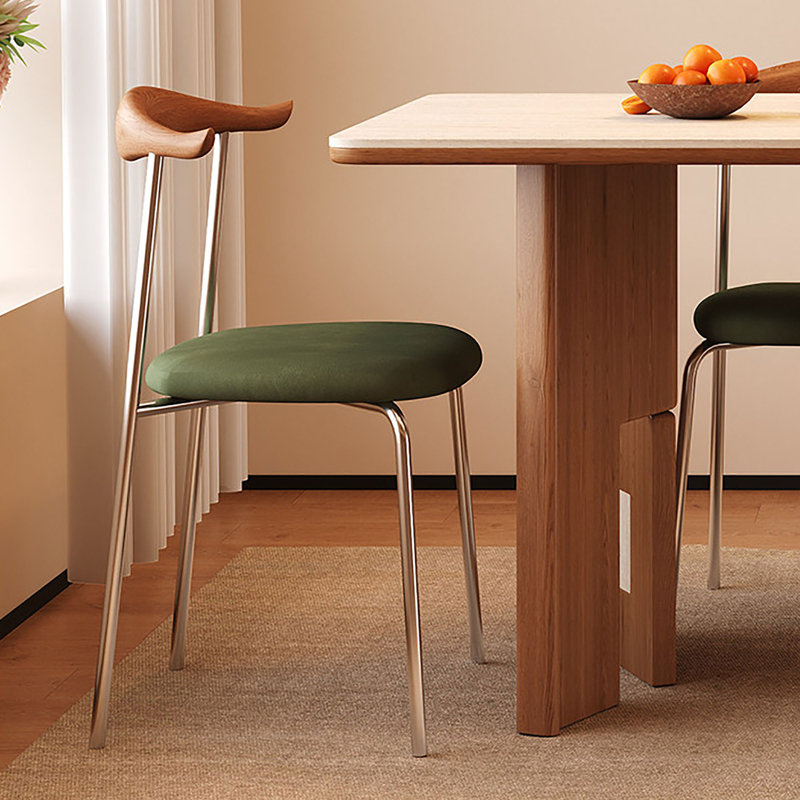 Mid-Century Rectangular Wood & Stone Table, 29.5" H x 70.9" W x 35.4" D, 7 pièces : table, 6 chaises
