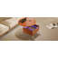 Table basse ronde à plateau relevable avec roues, structure en métal et éclairage multicolore de 27,6 po