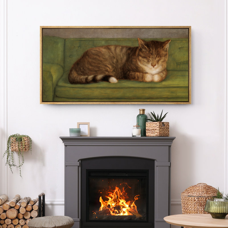 Grande impression sur toile encadrée, reproduction de chat animal pour décoration intérieure moderne, H 30 po x l 60 po